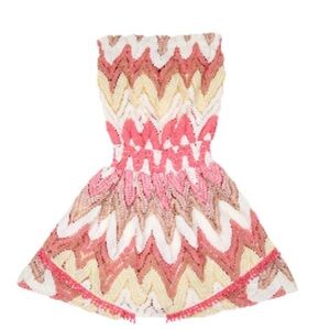 Ramy Brook Baby Strapless Chevron Knit Sundress in Pink, Cream & Tan